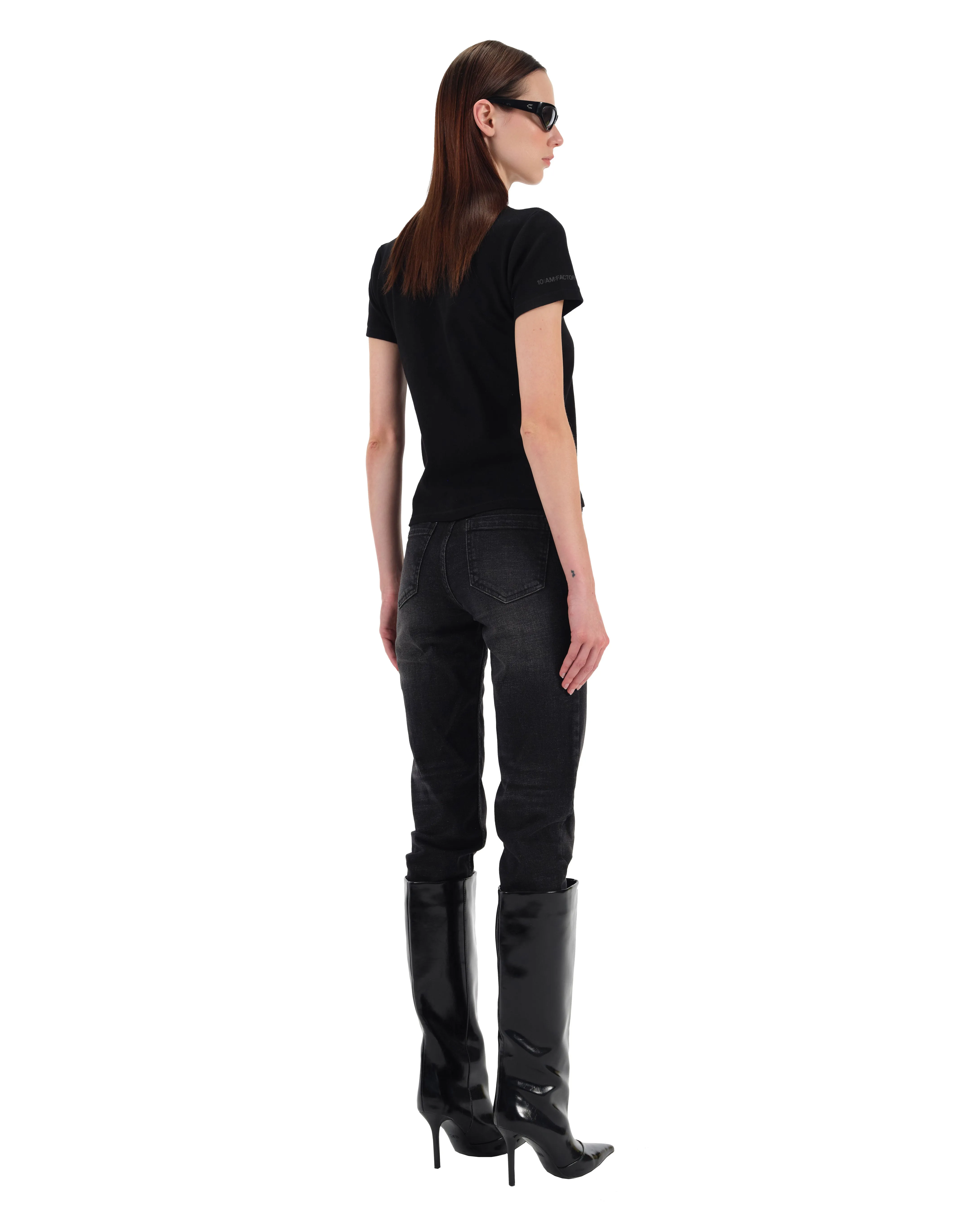 Black Cotton Fitted Tshirt