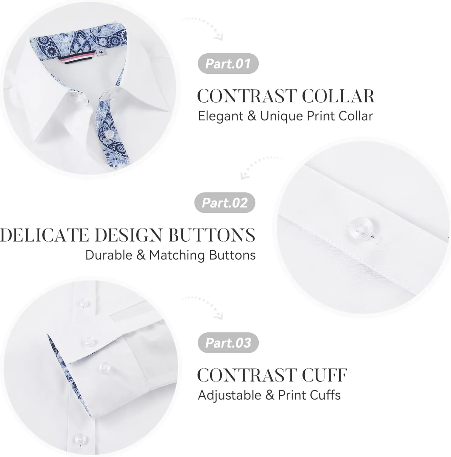 Esabel.C Womens Dress Shirts Cotton Long Sleeve Regular Fit Stretch Button Down Blouse