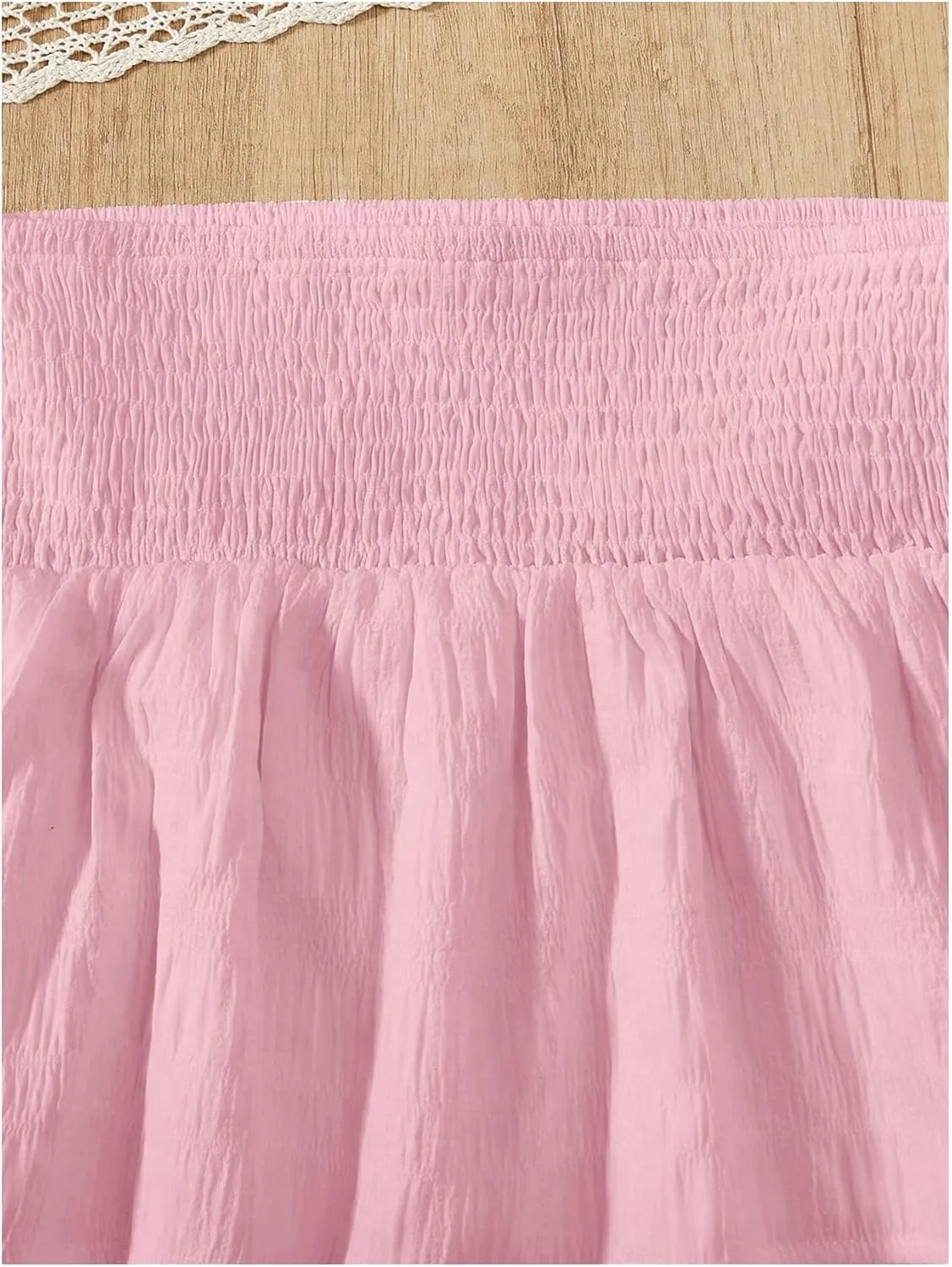 Girl's Tiered Layer Shirred Boho Smocked Skirts Casual Cute High Waisted Pleated Ruffle Flowy Elastic Skirts