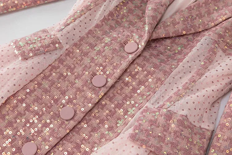 HEYFANCYSTYLE Pink Lace Majesty Tweed Coat