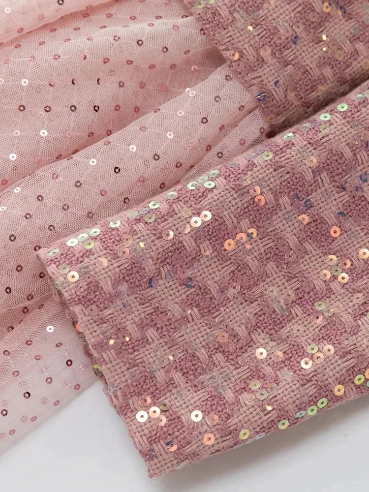 HEYFANCYSTYLE Pink Lace Majesty Tweed Coat