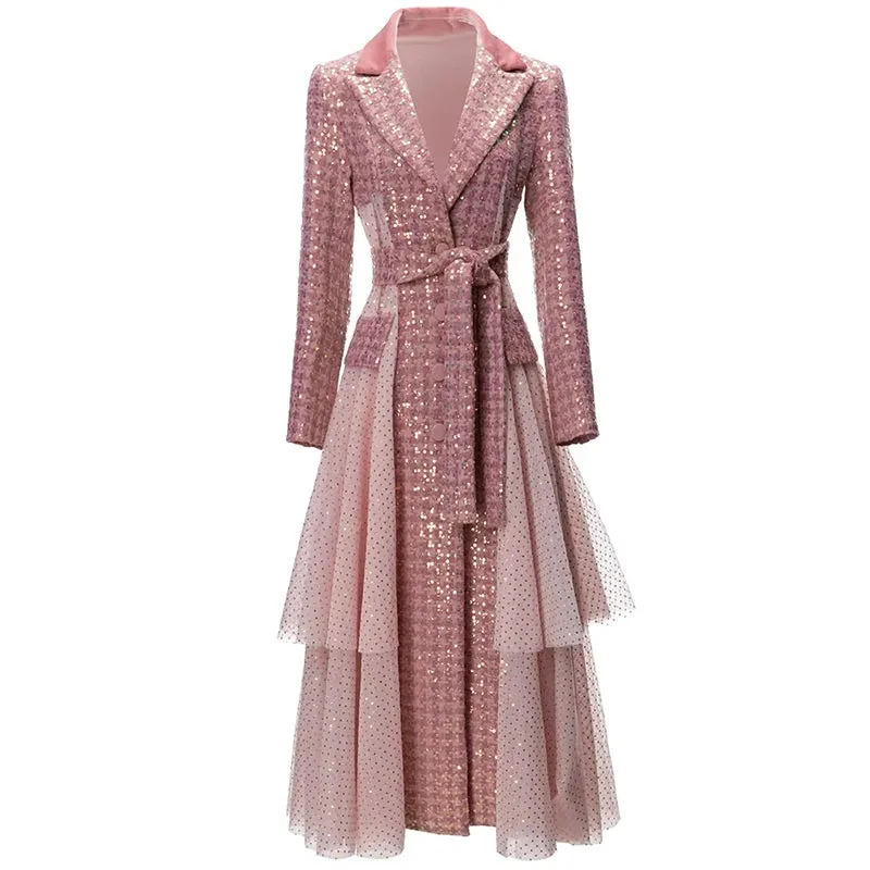 HEYFANCYSTYLE Pink Lace Majesty Tweed Coat