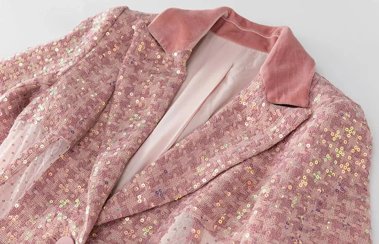 HEYFANCYSTYLE Pink Lace Majesty Tweed Coat