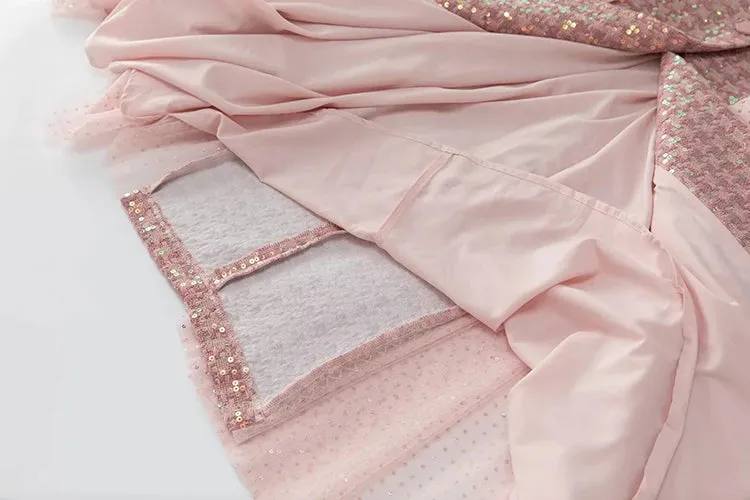 HEYFANCYSTYLE Pink Lace Majesty Tweed Coat