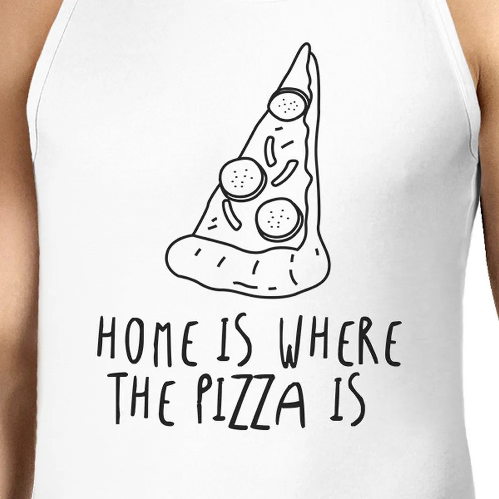 Home Where Pizza Is Mens White  Sleeveless Tanks For Pizza Lovers