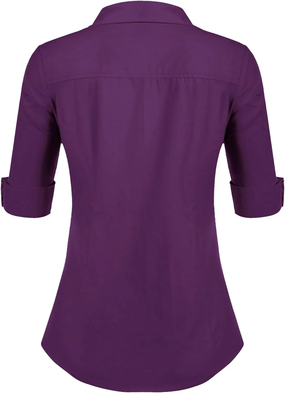 HOTOUCH Womens 3/4 Sleeve Button Down Shirt Slim Fit Work Blouses Cotton Dress Shirts Office Tops