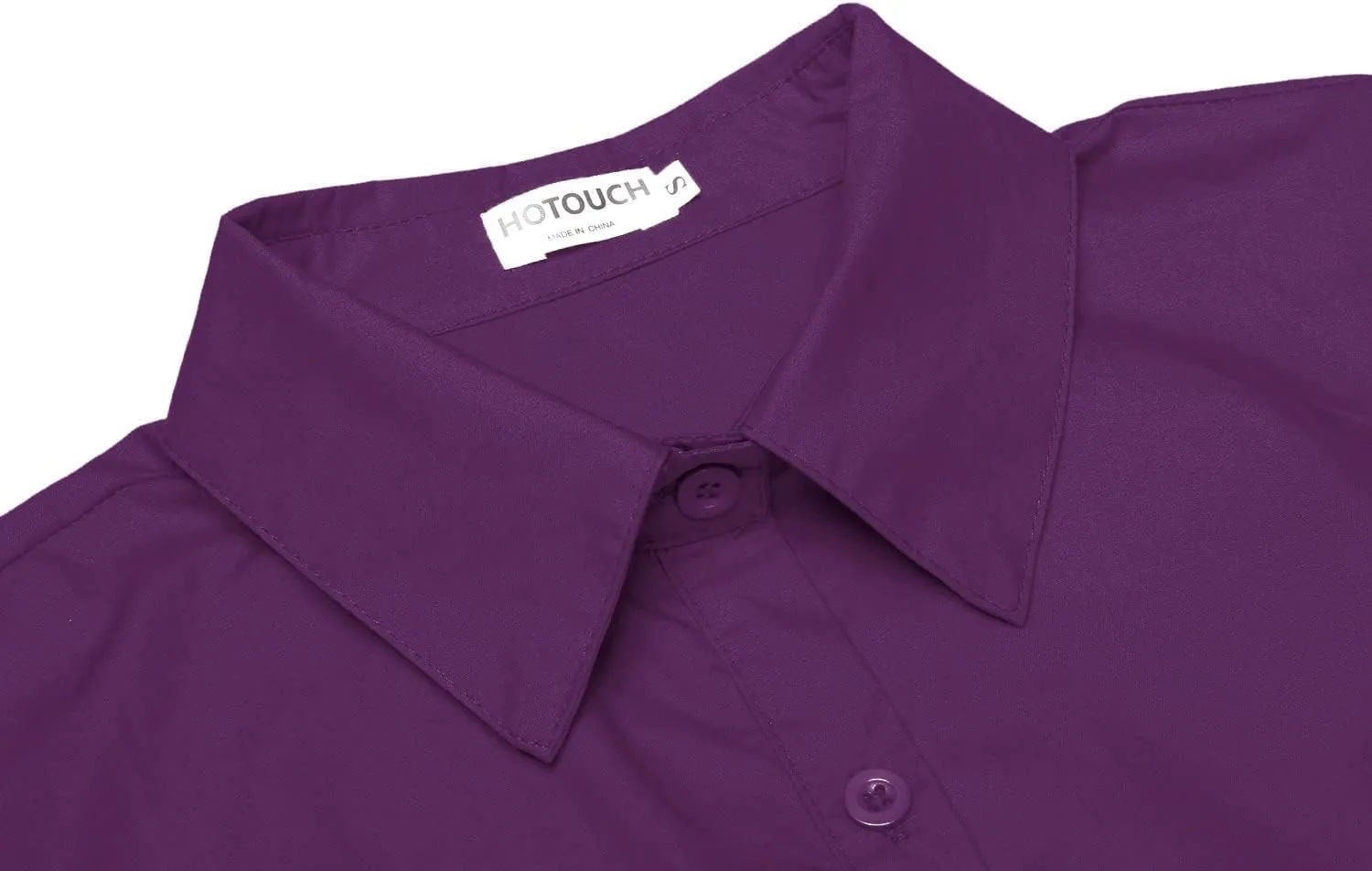 HOTOUCH Womens 3/4 Sleeve Button Down Shirt Slim Fit Work Blouses Cotton Dress Shirts Office Tops