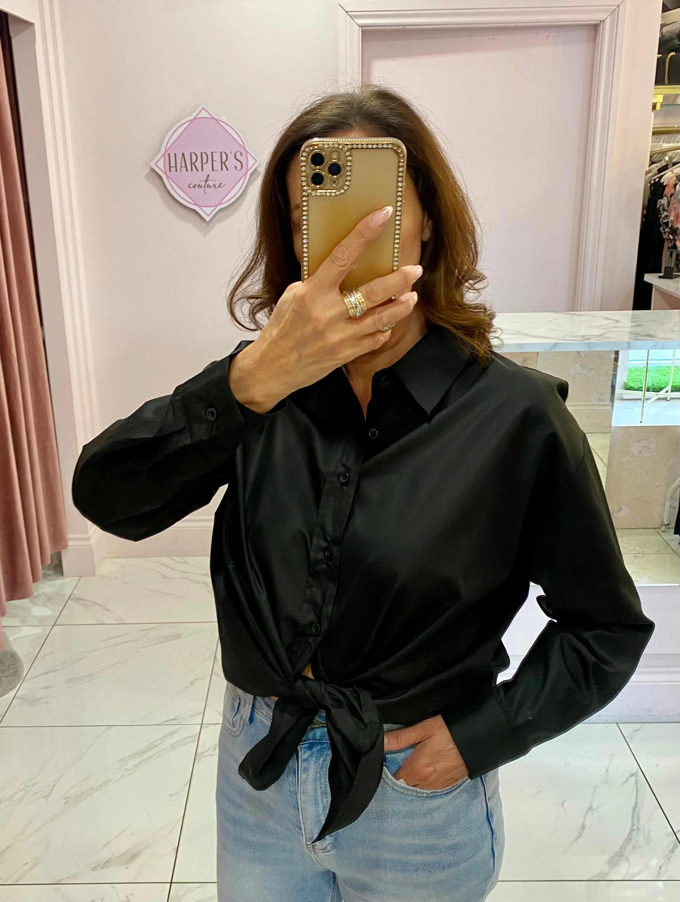 Jenny Black Cotton Shirt/Blouse