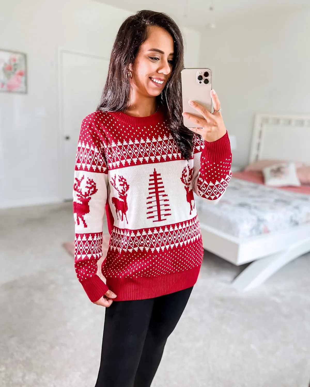 LookbookStore Women Ugly Christmas Tree Reindeer Holiday Knit Sweater Pullover