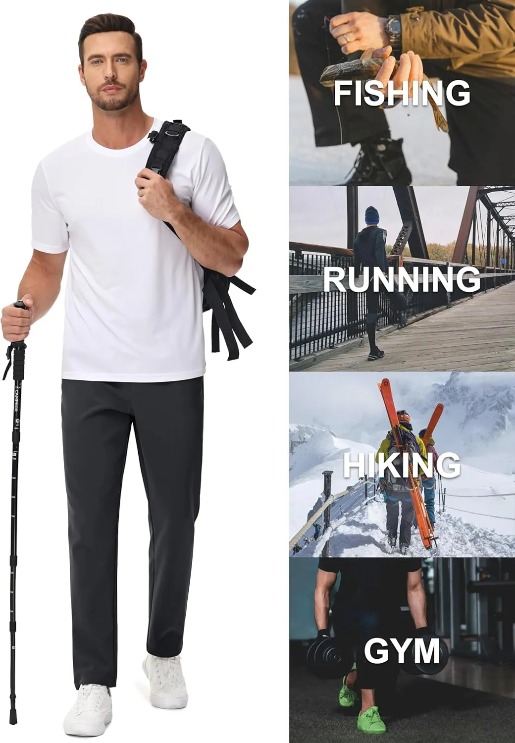 MAGCOMSEN Men's Fleece Lined Sweatpants with Zipper Pockets Athletic Workout Running Winter Water Resistant Pants