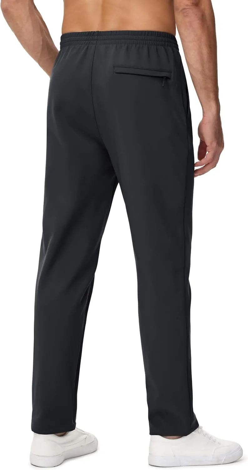 MAGCOMSEN Men's Fleece Lined Sweatpants with Zipper Pockets Athletic Workout Running Winter Water Resistant Pants