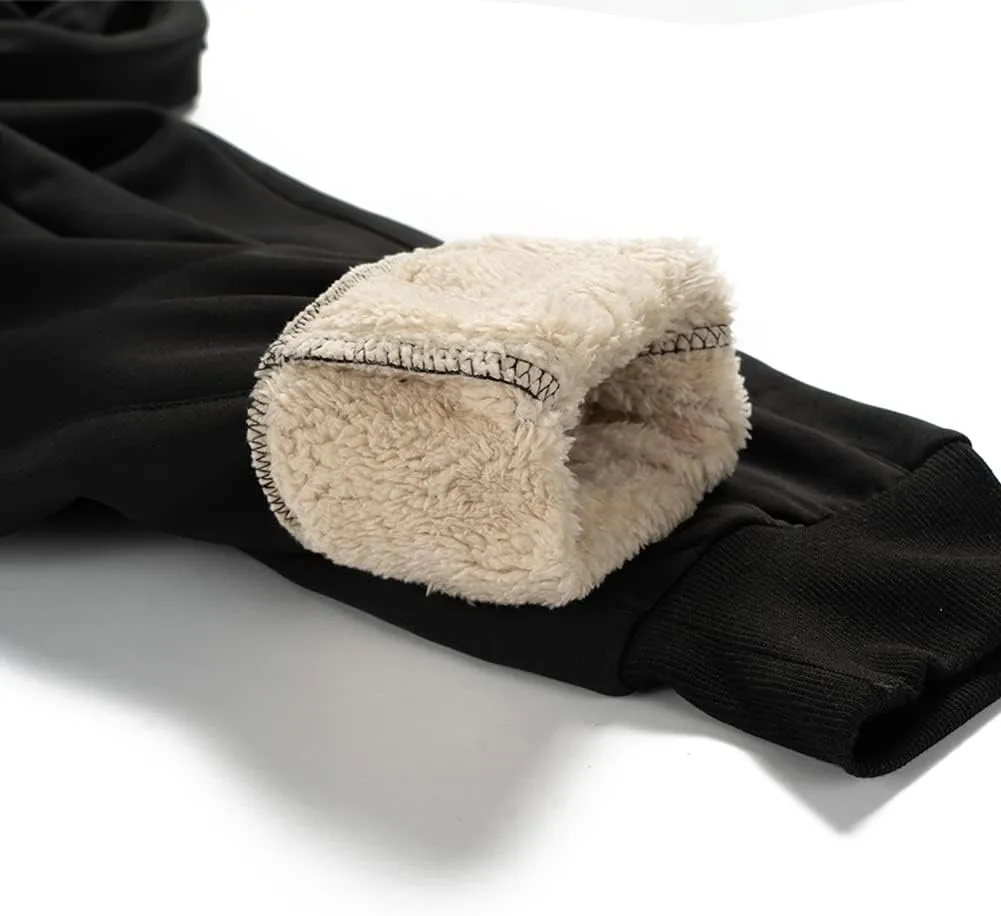 MANLUODANNI Men's Winter Fleece Sweatpants Sherpa Lined Pants Active Drawstring Jogger Trousers
