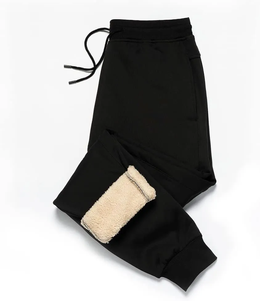 MANLUODANNI Men's Winter Fleece Sweatpants Sherpa Lined Pants Active Drawstring Jogger Trousers