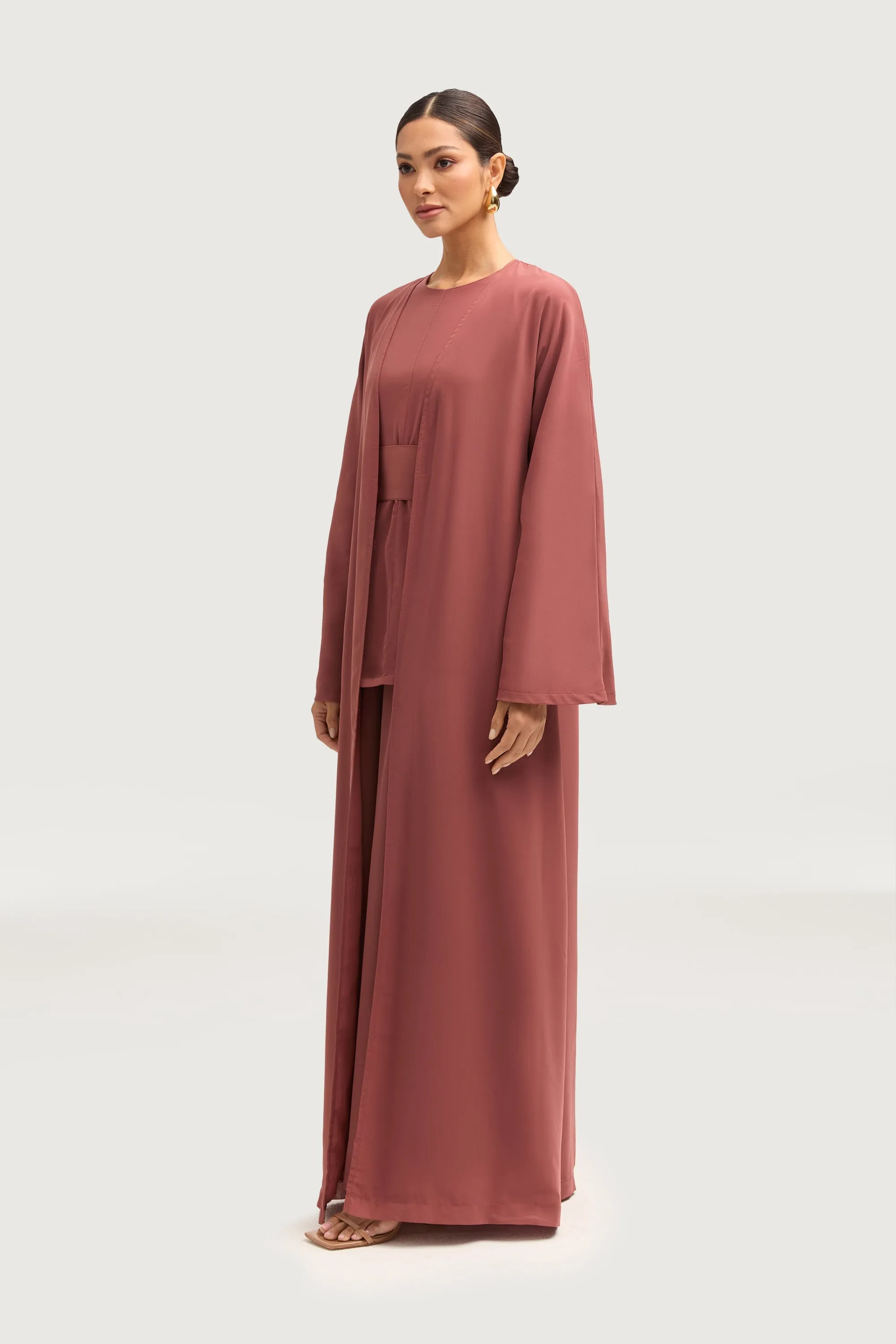 Nevene Three Piece Abaya Set - Toasted Pecan
