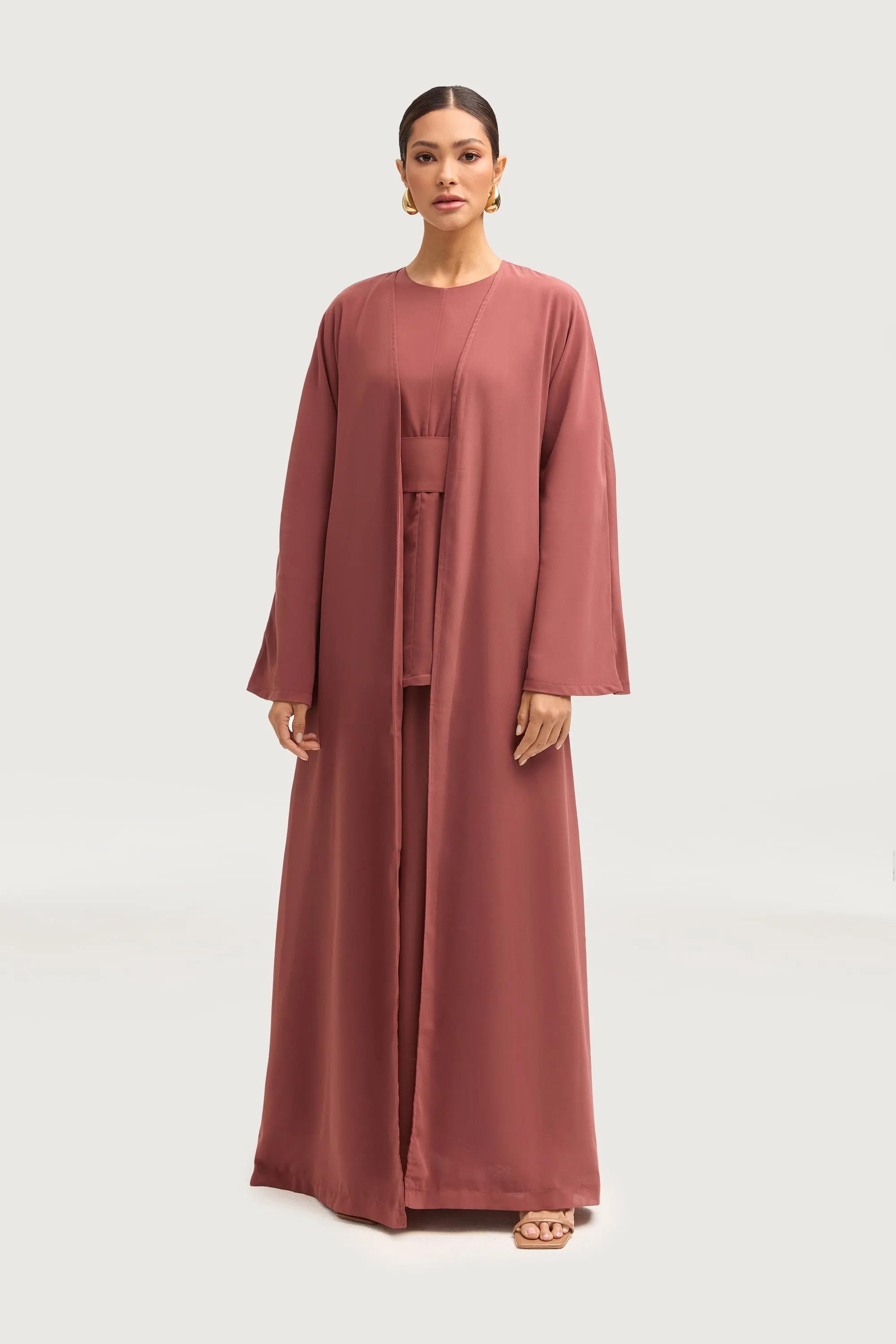 Nevene Three Piece Abaya Set - Toasted Pecan