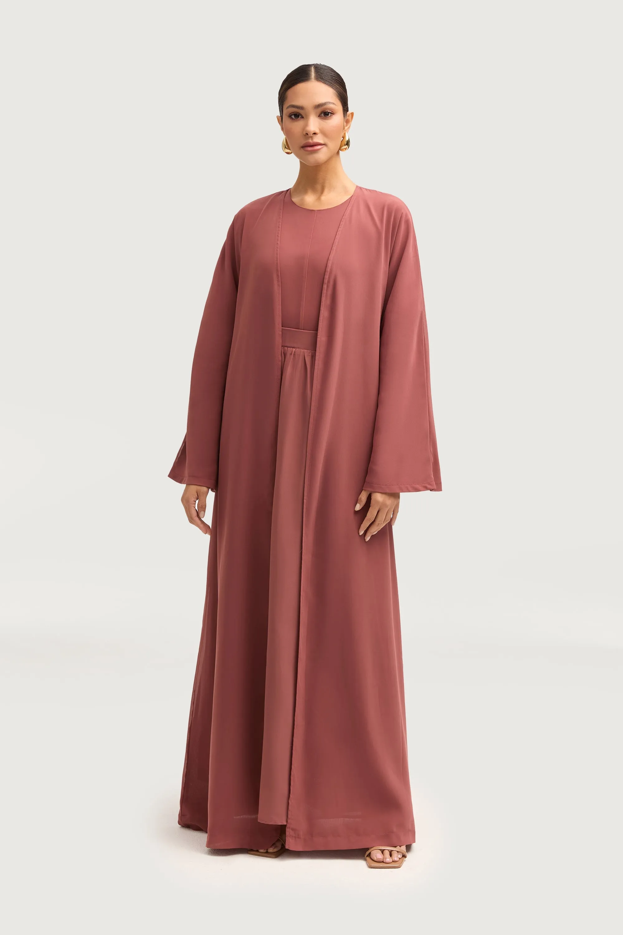 Nevene Three Piece Abaya Set - Toasted Pecan