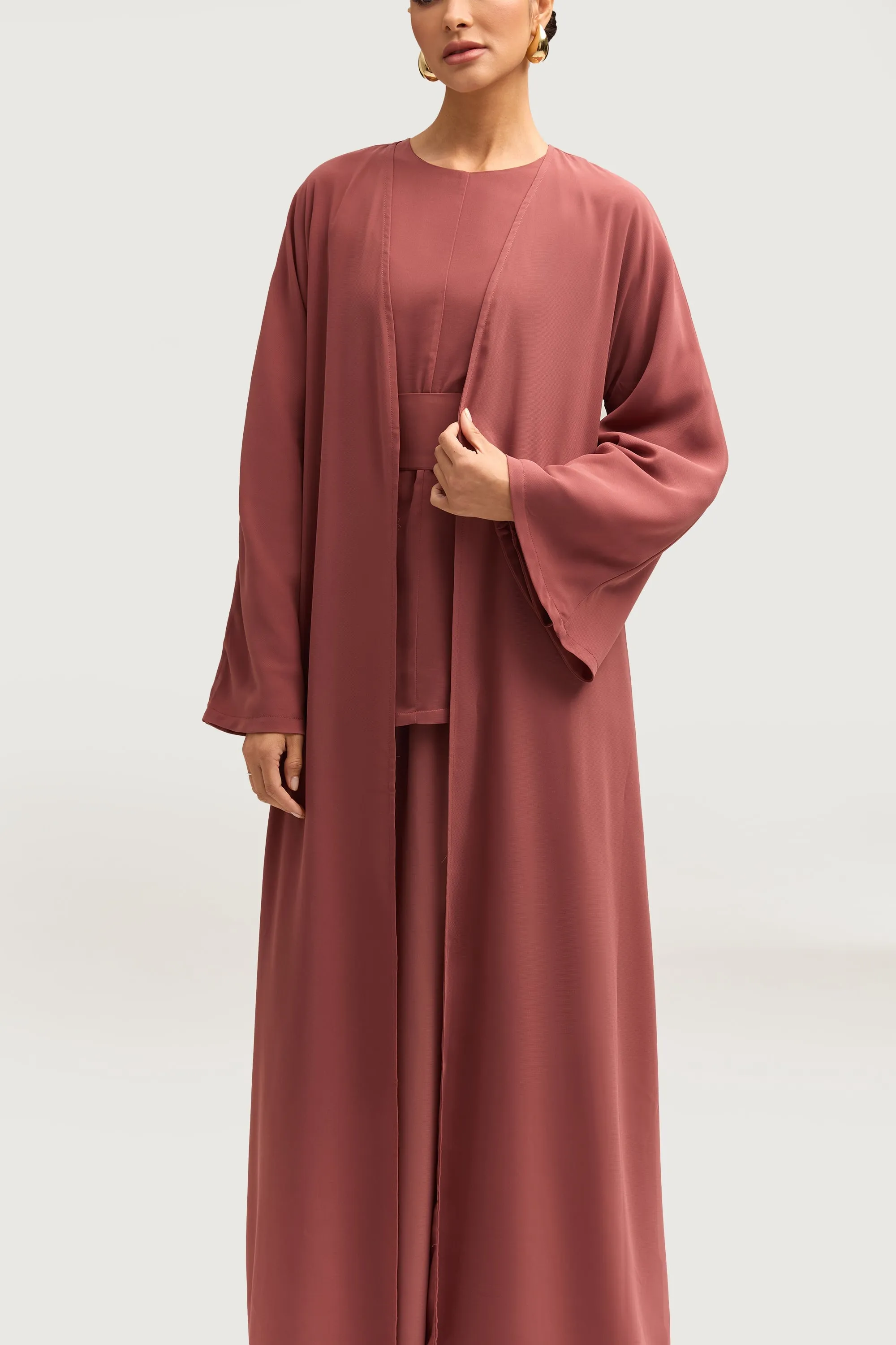 Nevene Three Piece Abaya Set - Toasted Pecan