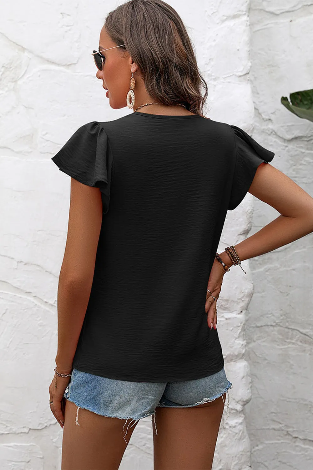 Short Sleeve Lace Sleeve Top