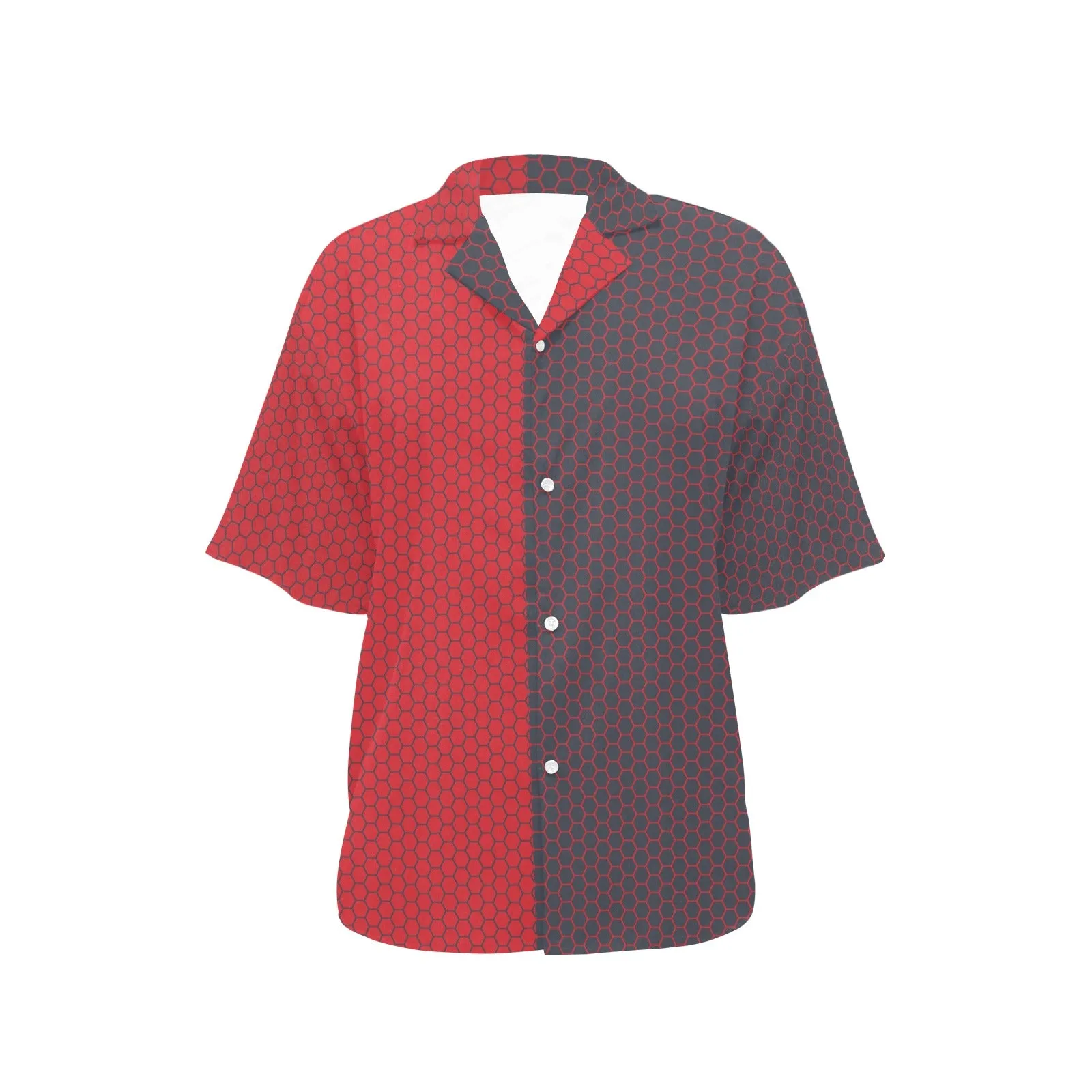 solid red hex print All Over Print Hawaiian Shirt for Women (Model T58)