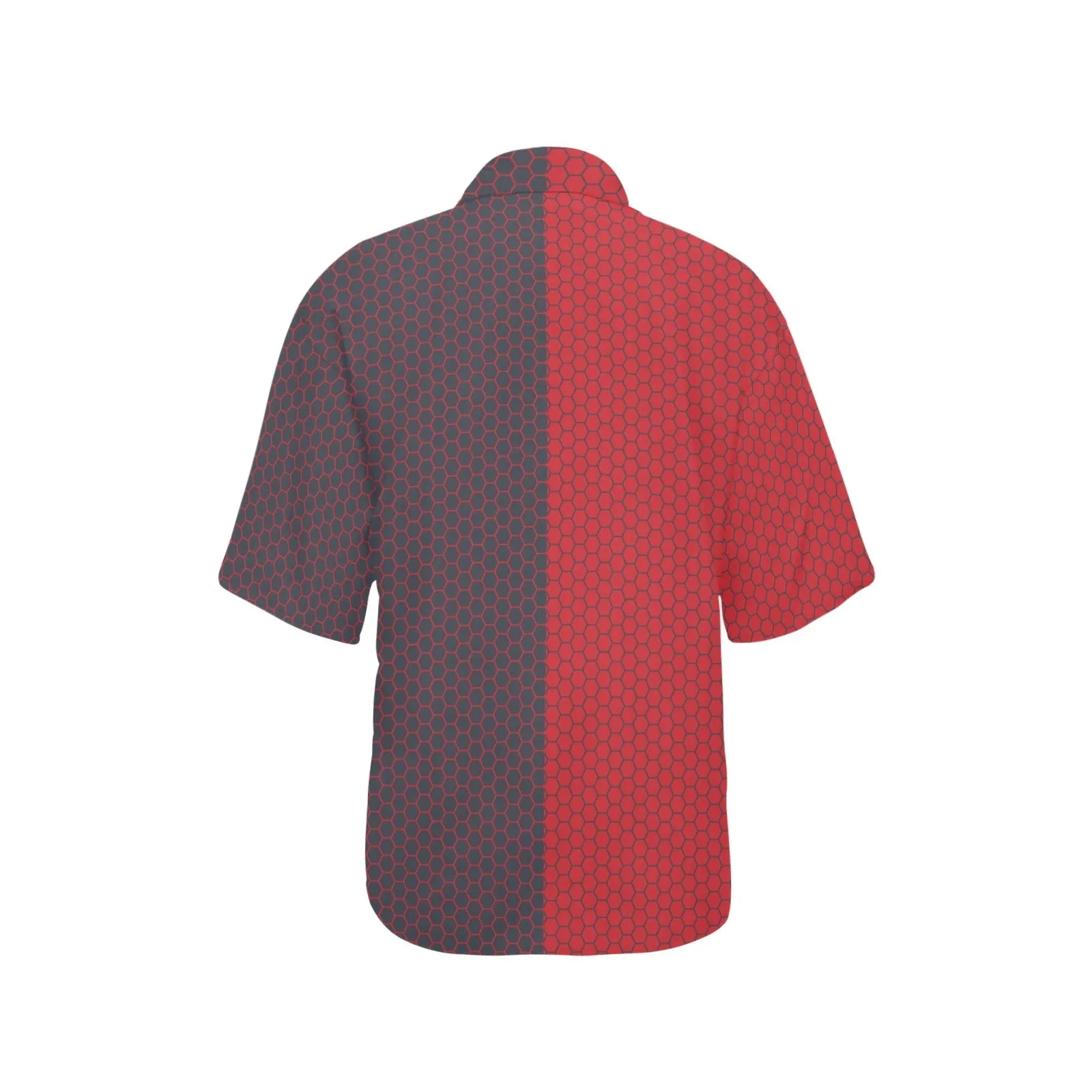 solid red hex print All Over Print Hawaiian Shirt for Women (Model T58)