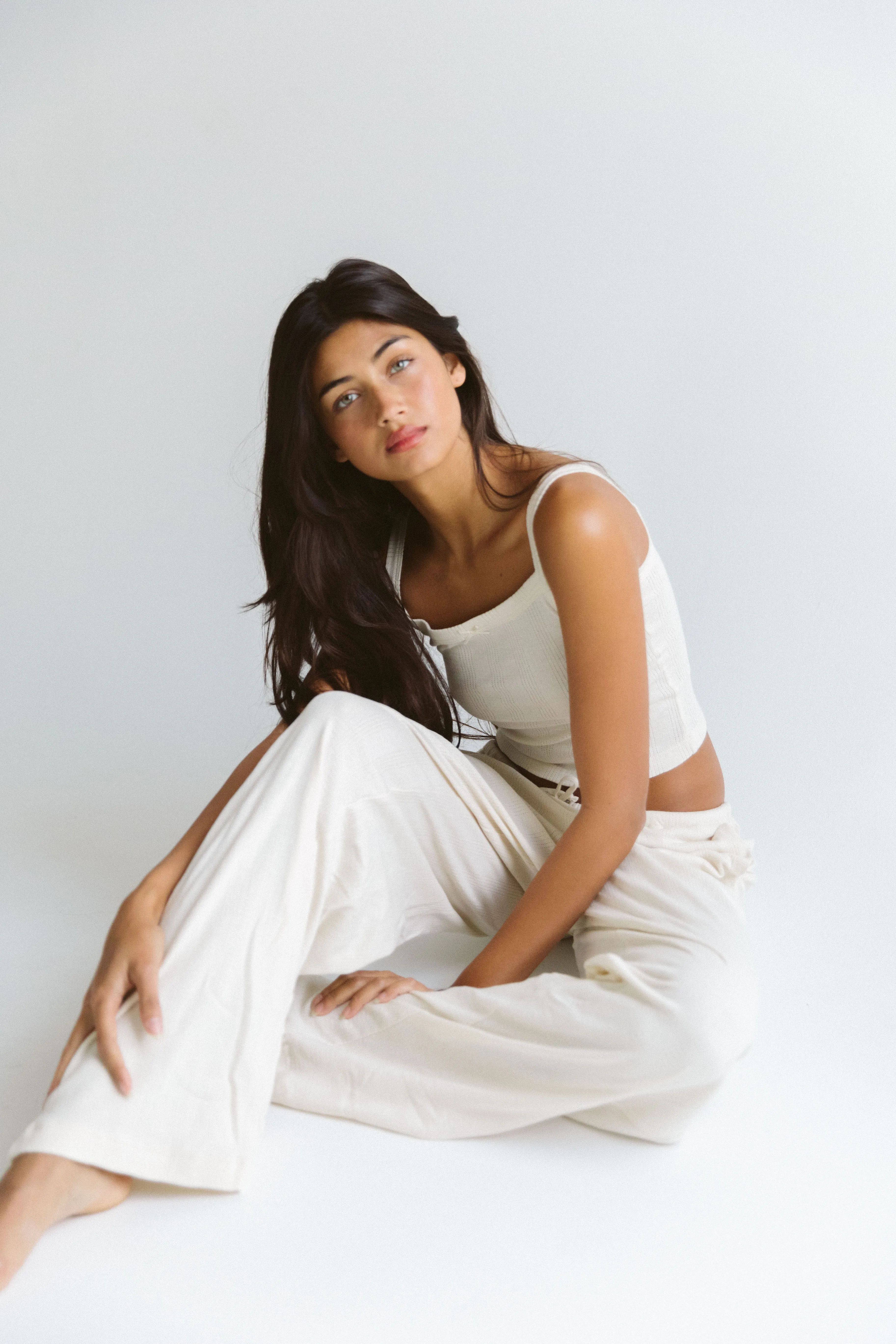 SQUARE NECK POINTELLE CAMI IN GOSSAMER