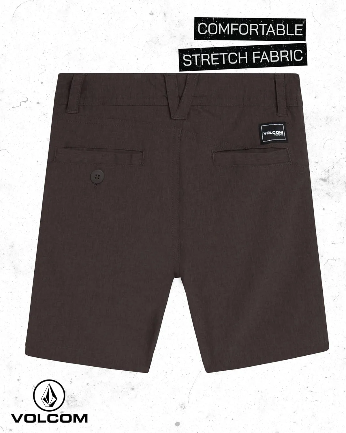 Volcom Boys' Twill Shorts - Stretch Fit Flat Front Chino Golf Uniform Shorts for Boys, Classic Pull-On Style with Belt Loops