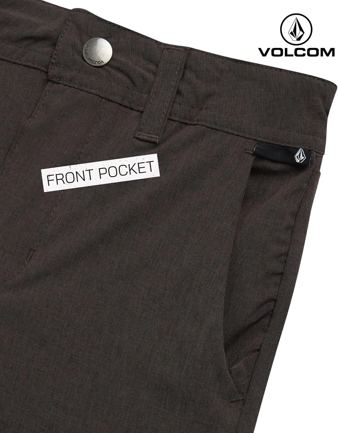 Volcom Boys' Twill Shorts - Stretch Fit Flat Front Chino Golf Uniform Shorts for Boys, Classic Pull-On Style with Belt Loops
