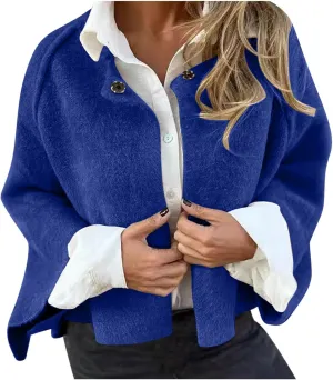 Womens Jackets Cropped Wool Blend Fuzzy Jacket Long Sleeve Open Front Cardigan Oversize Plush Fall Winter Outerwear