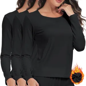ZUTY 3 Pack Long Sleeve Thermal Shirts for Women Tops Long Johns Lightweight Winter Clothes Warm Base Layer